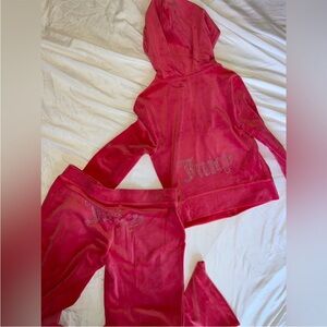 Size L Juicy Couture Velour Bling Matching Tracksuit Set Watermelon pink Pants